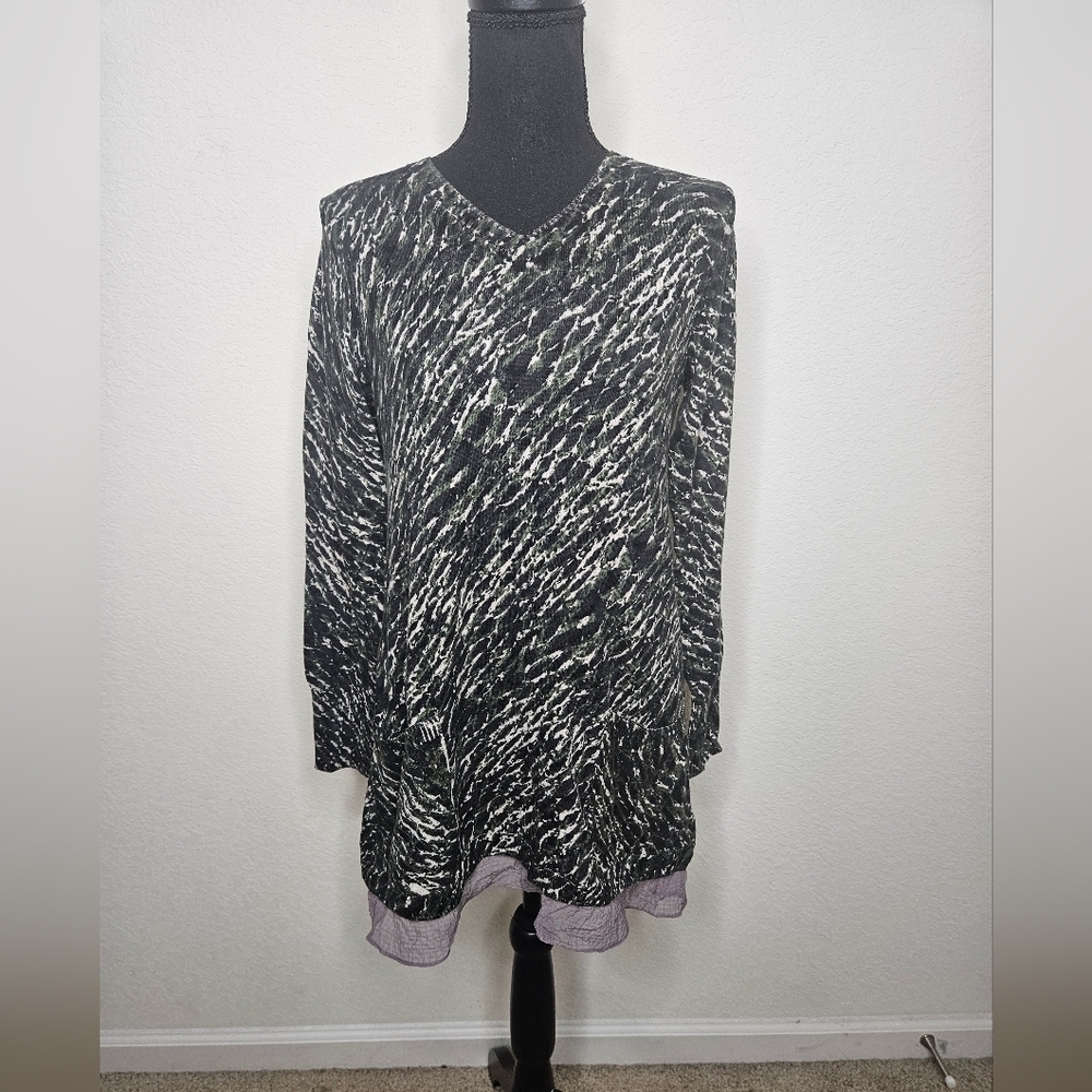 LOGO by Lori Goldstein Cashmere Cotton Blend Mixed Media Textured Sweater Tunic